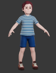 Render of little boy 3D model created in Blender