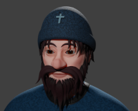 Father Gabriel 3D model Orthodox Christian priest monk wearing a beanie