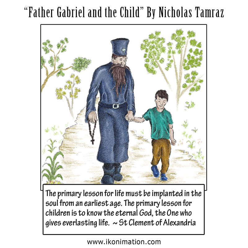 Father Gabriel and the Child Comic by Nicholas Tamraz
