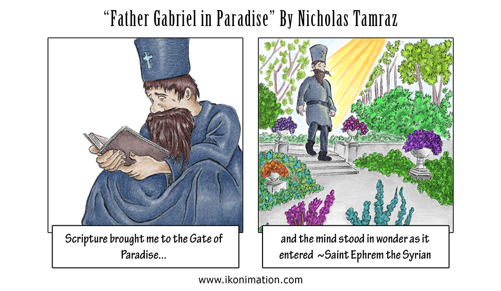 Father Gabriel in Paradise Comic Strip by Nicholas Tamraz